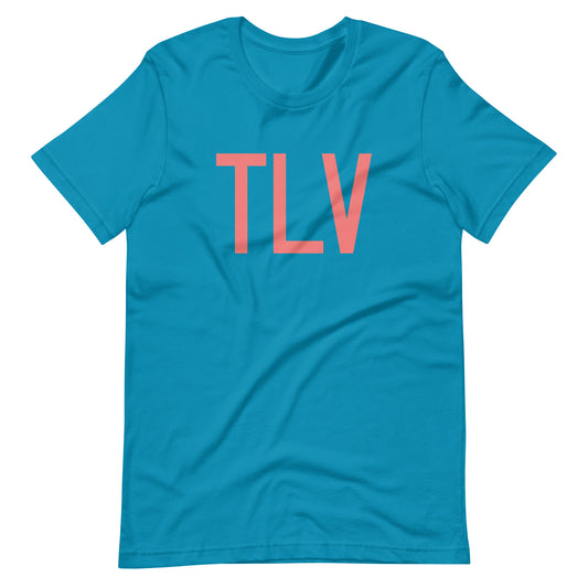 TLV Tel Aviv Unisex T-Shirt • Air Force Lettering in Salmon Pink • YHM Designs - Image 02