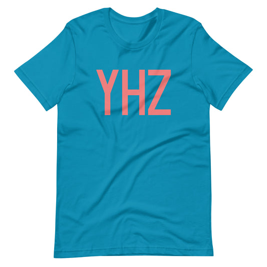 YHZ Halifax Unisex T-Shirt • Air Force Lettering in Salmon Pink • YHM Designs - Image 02