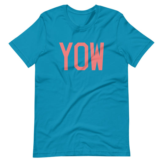 YOW Ottawa Unisex T-Shirt • Air Force Lettering in Salmon Pink • YHM Designs - Image 02