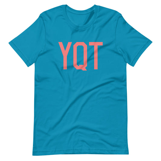 YQT Thunder Bay Unisex T-Shirt • Air Force Lettering in Salmon Pink • YHM Designs - Image 02