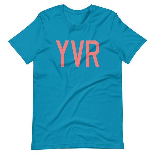 YVR Vancouver Unisex T-Shirt • Air Force Lettering in Salmon Pink • YHM Designs - Image 02