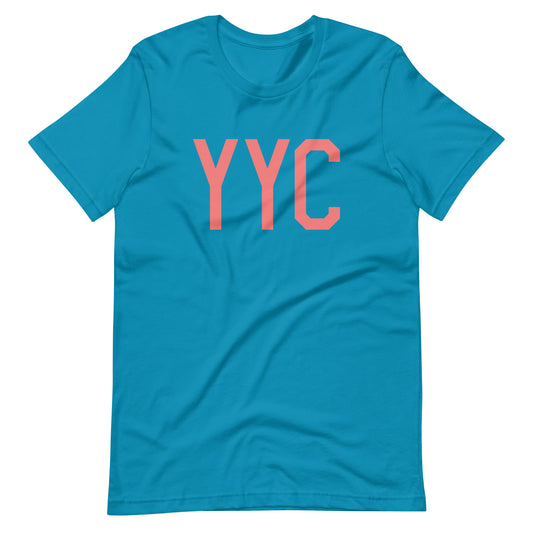 YYC Calgary Unisex T-Shirt • Air Force Lettering in Salmon Pink • YHM Designs - Image 02