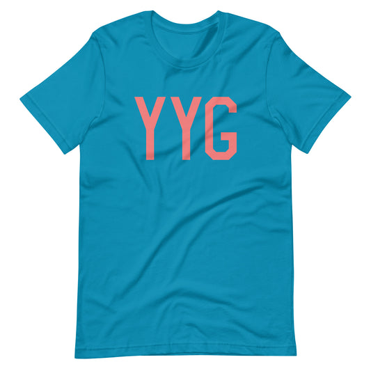 YYG Charlottetown Unisex T-Shirt • Air Force Lettering in Salmon Pink • YHM Designs - Image 02