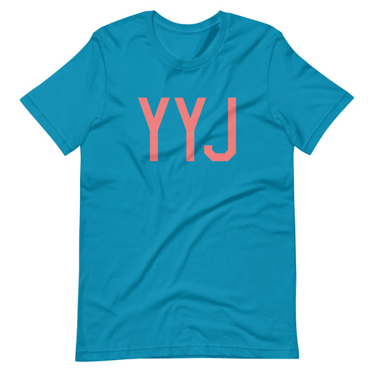 YYJ Victoria Unisex T-Shirt • Air Force Lettering in Salmon Pink • YHM Designs - Image 02