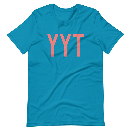 YYT St. John's Unisex T-Shirt • Air Force Lettering in Salmon Pink • YHM Designs - Image 02