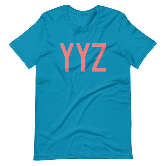 YYZ Toronto Unisex T-Shirt • Air Force Lettering in Salmon Pink • YHM Designs - Image 02