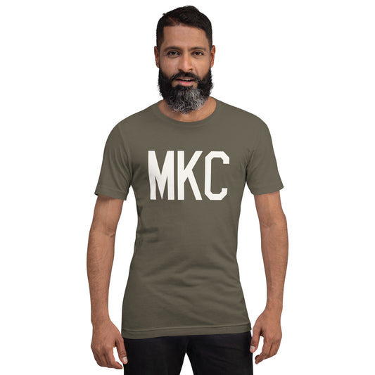Airport Code T-Shirt - White Graphic • MKC Kansas City • YHM Designs - Image 01