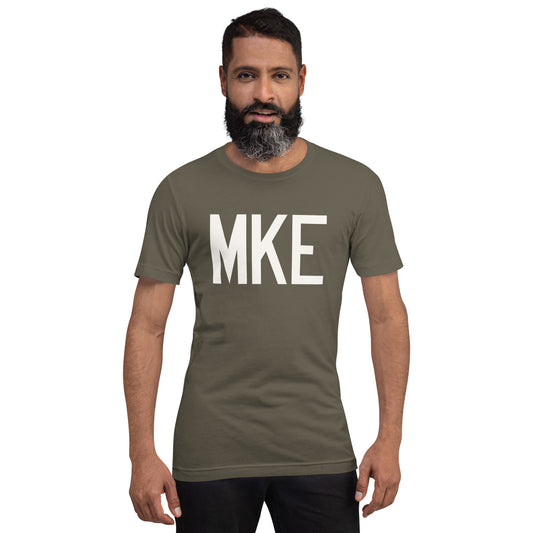 Airport Code T-Shirt - White Graphic • MKE Milwaukee • YHM Designs - Image 01