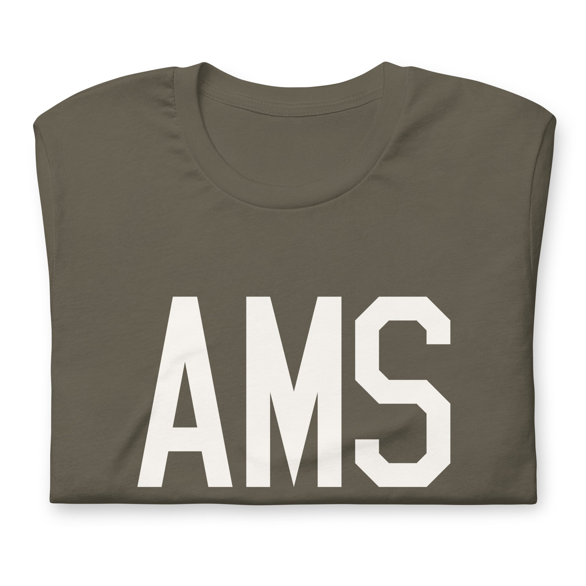Airport Code T-Shirt - White Graphic • AMS Amsterdam • YHM Designs - Image 03