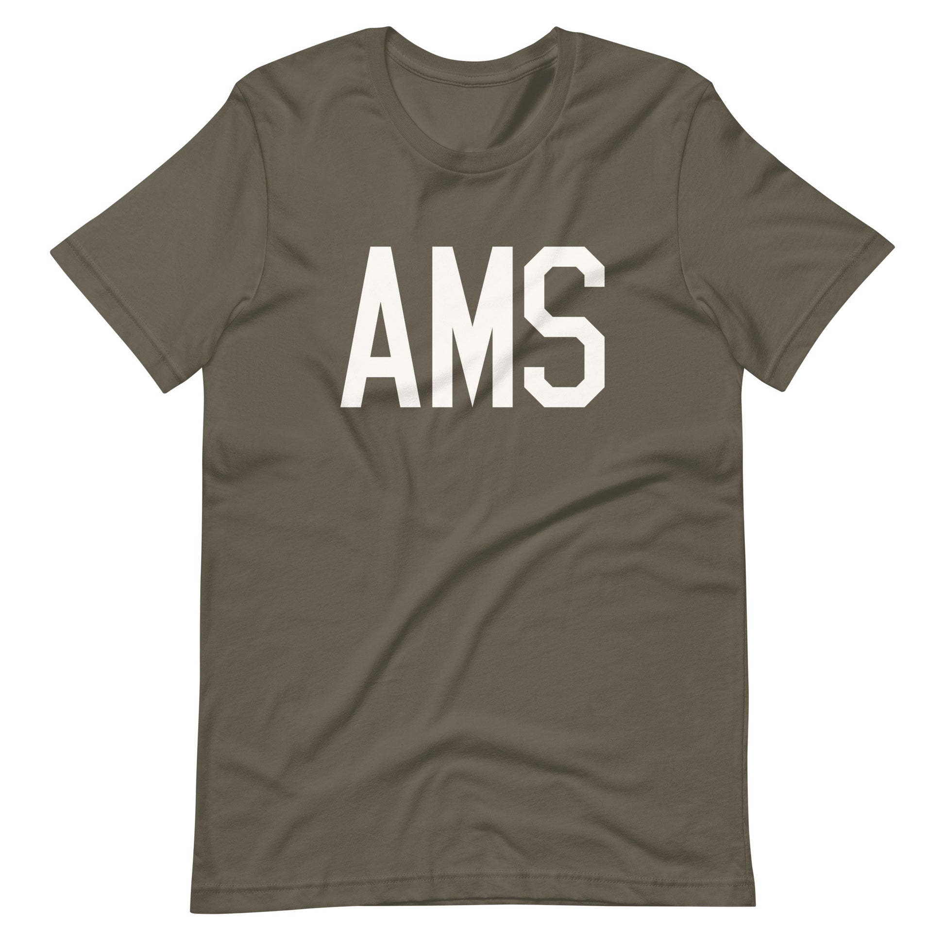 Airport Code T-Shirt - White Graphic • AMS Amsterdam • YHM Designs - Image 04