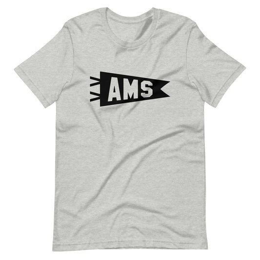 AMS Amsterdam Unisex T-Shirt • Banner Design in Black • YHM Designs - Image 01