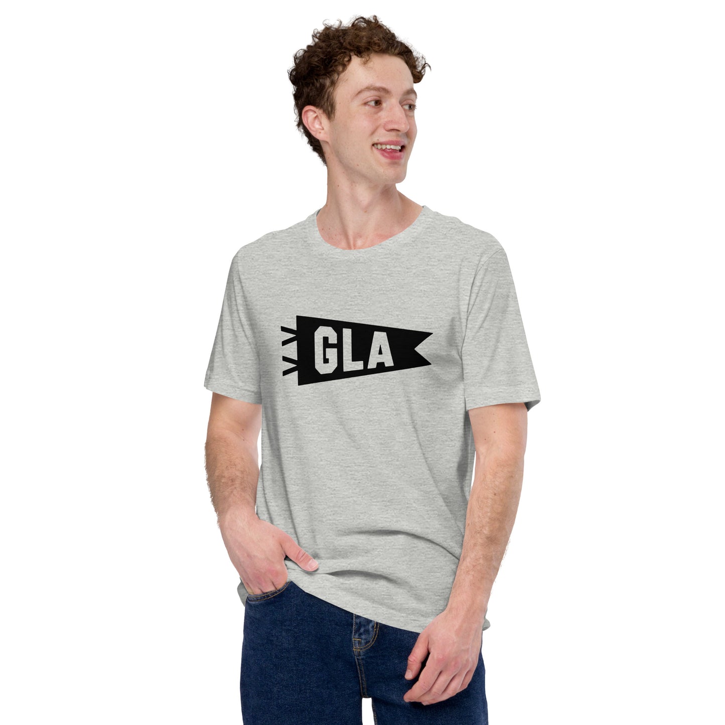Airport Code T-Shirt - Black Graphic • GLA Glasgow • YHM Designs - Image 09