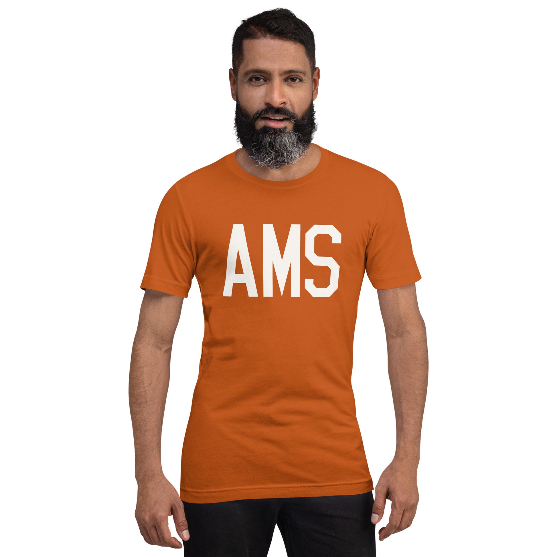 Airport Code T-Shirt - White Graphic • AMS Amsterdam • YHM Designs - Image 07