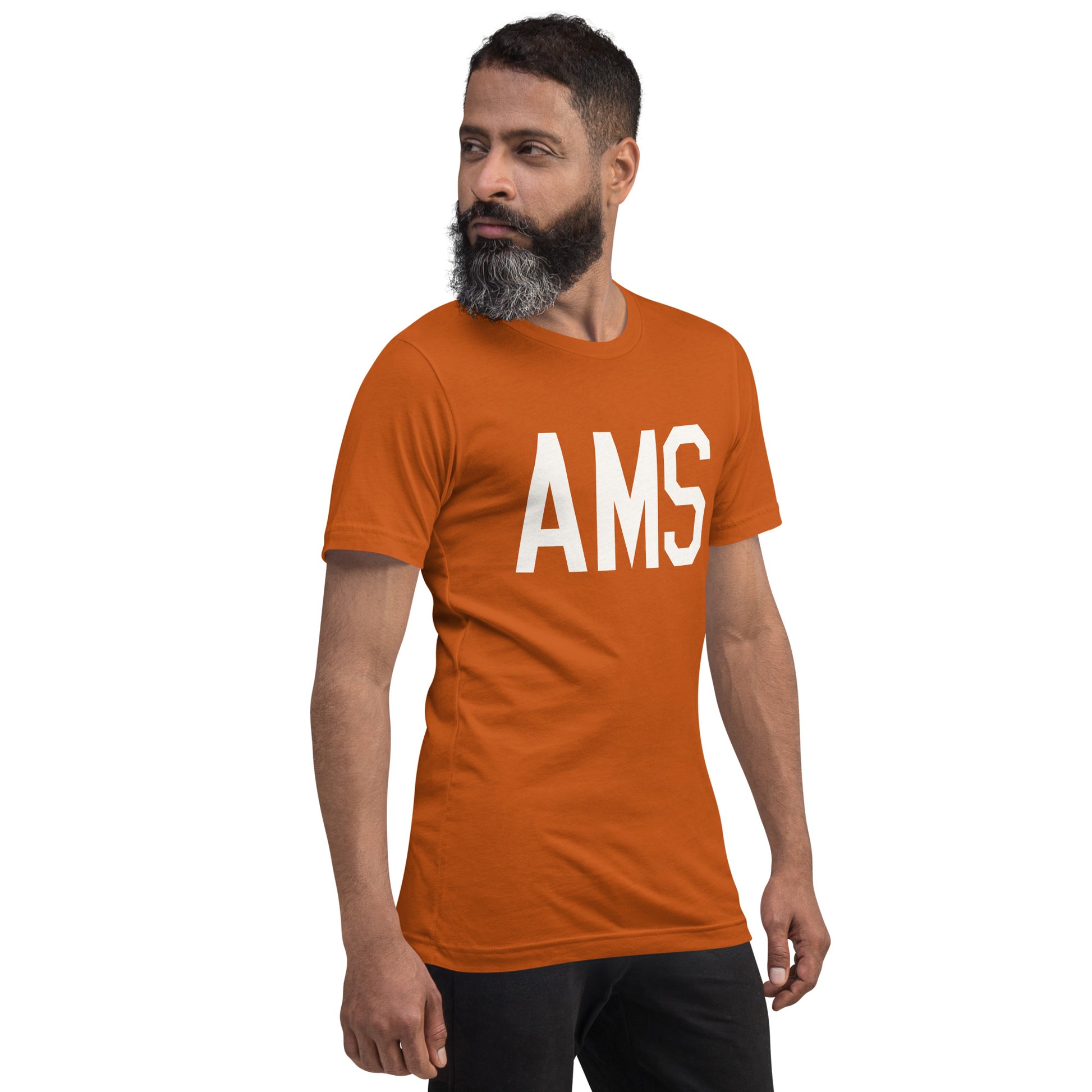 Airport Code T-Shirt - White Graphic • AMS Amsterdam • YHM Designs - Image 08