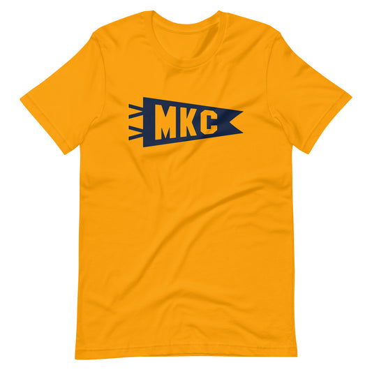 Airport Code T-Shirt - Navy Blue Graphic • MKC Kansas City • YHM Designs - Image 01