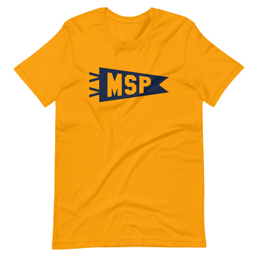MSP Minneapolis Unisex T-Shirt • Banner Design in Navy Blue • YHM Designs - Image 01
