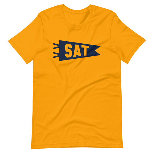 Airport Code T-Shirt - Navy Blue Graphic • SAT San Antonio • YHM Designs - Image 01