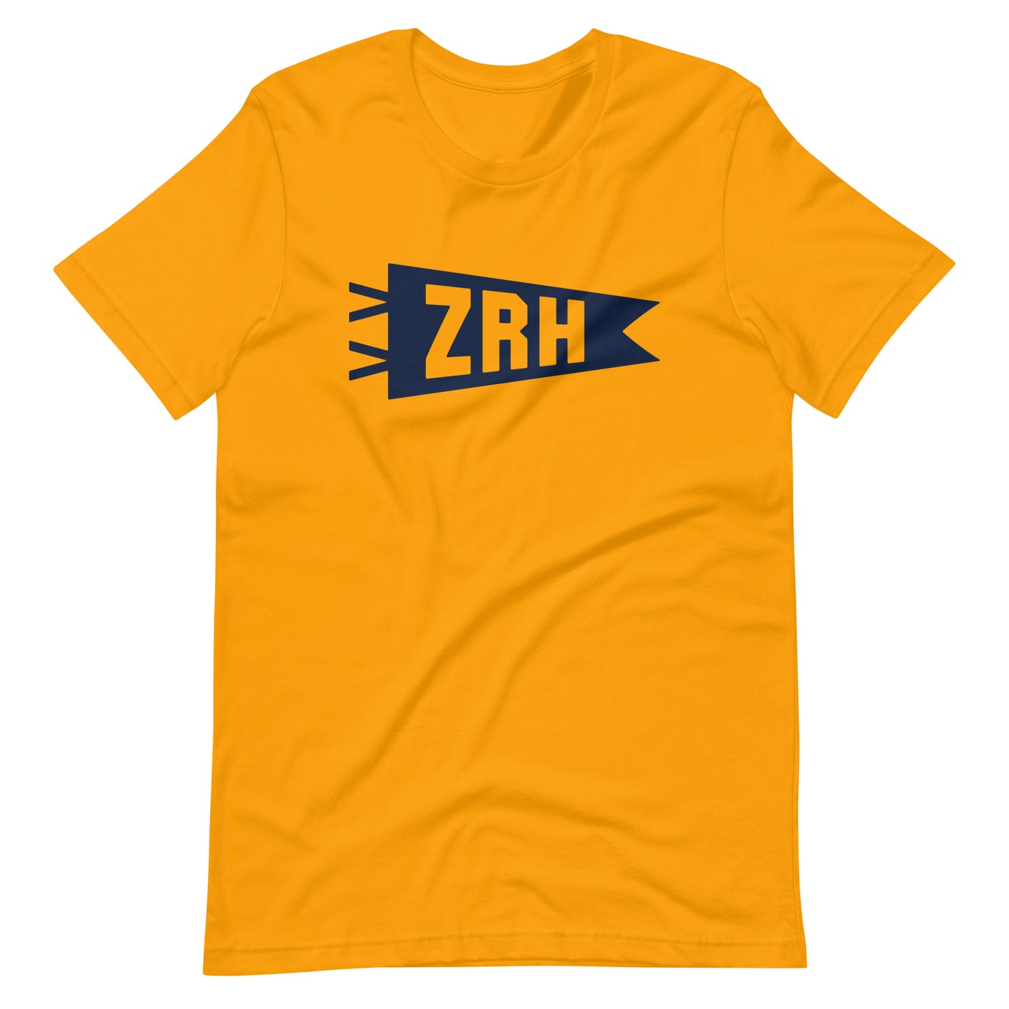 ZRH Zurich Unisex T-Shirt • Banner Design in Navy Blue • YHM Designs - Image 01