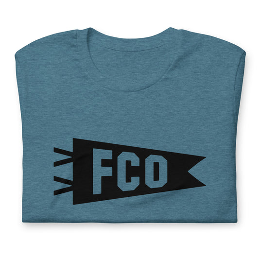 FCO Rome Unisex T-Shirt • Banner Design in Black • YHM Designs - Image 02