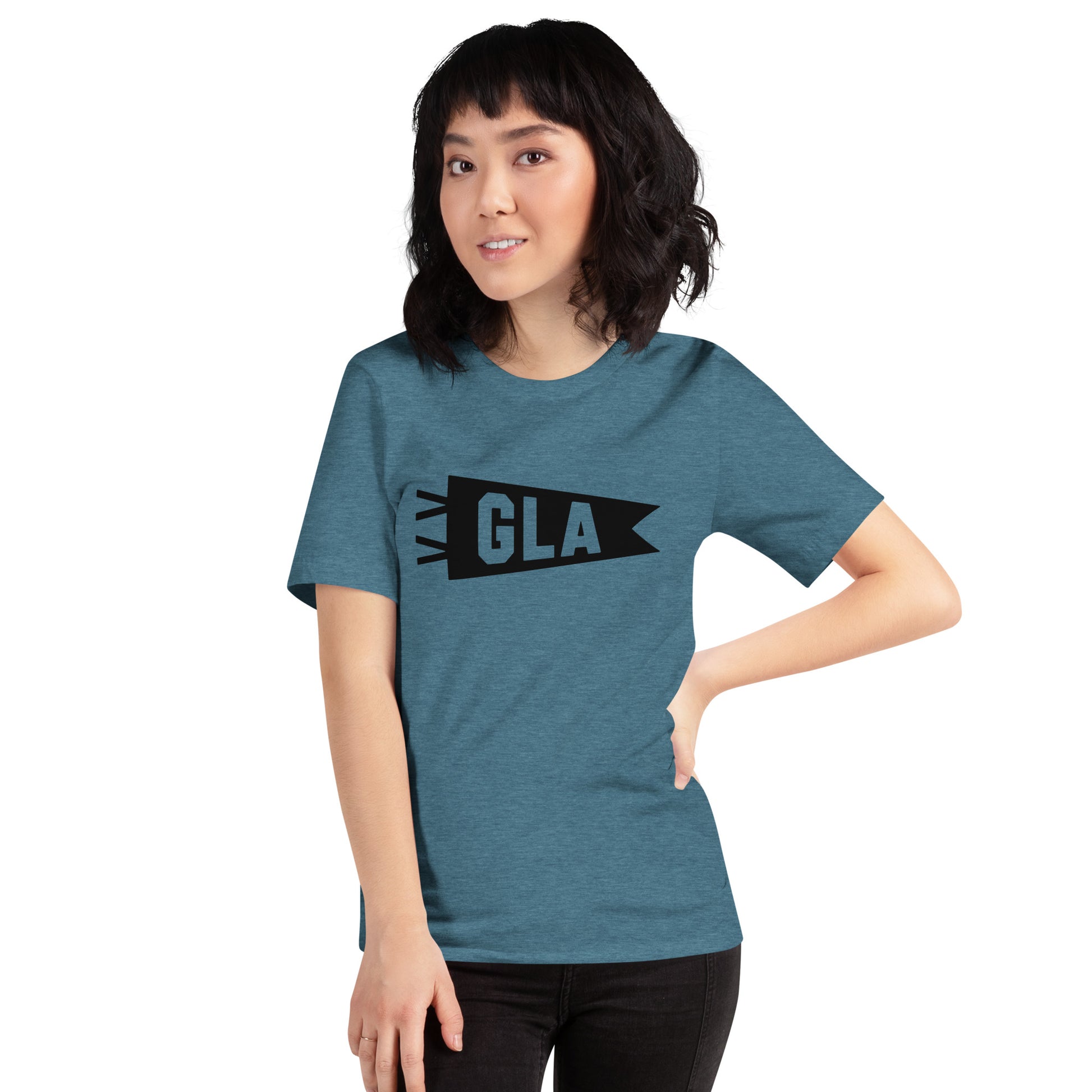 Airport Code T-Shirt - Black Graphic • GLA Glasgow • YHM Designs - Image 05