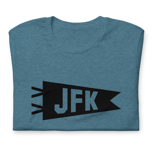 JFK New York City Unisex T-Shirt • Banner Design in Black • YHM Designs - Image 02