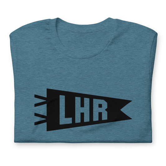 LHR London Unisex T-Shirt • Banner Design in Black • YHM Designs - Image 02