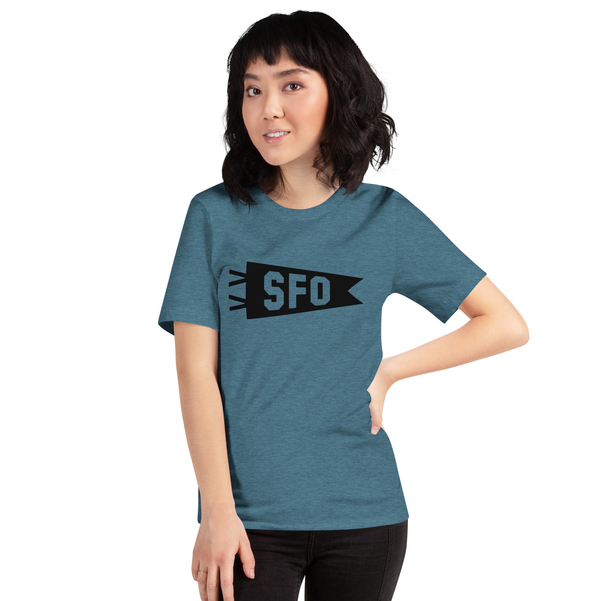 Airport Code T-Shirt - Black Graphic • SFO San Francisco • YHM Designs - Image 05