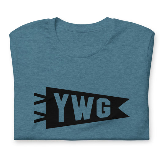 YWG Winnipeg Unisex T-Shirt • Banner Design in Black • YHM Designs - Image 02