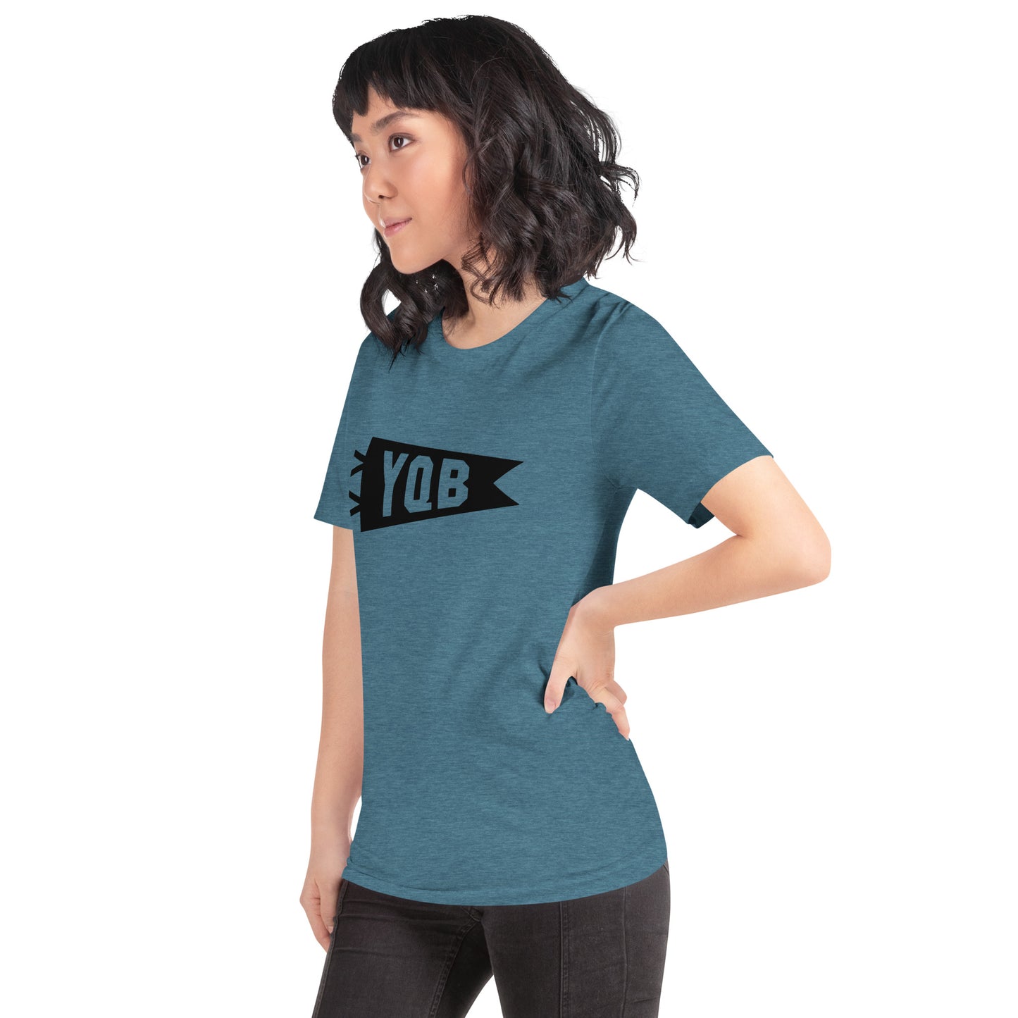 Airport Code T-Shirt - Black Graphic • YQB Quebec City • YHM Designs - Image 04