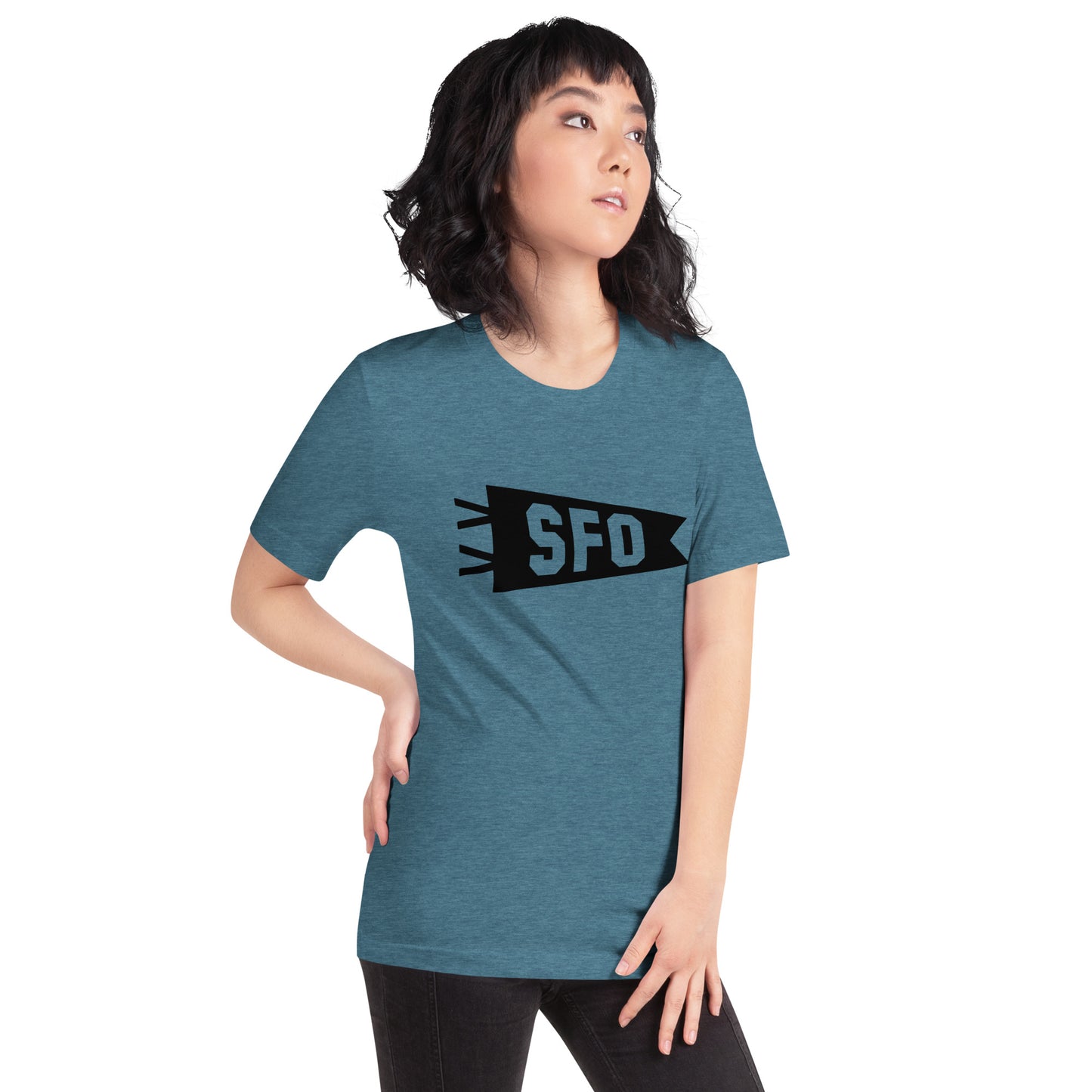 Airport Code T-Shirt - Black Graphic • SFO San Francisco • YHM Designs - Image 03