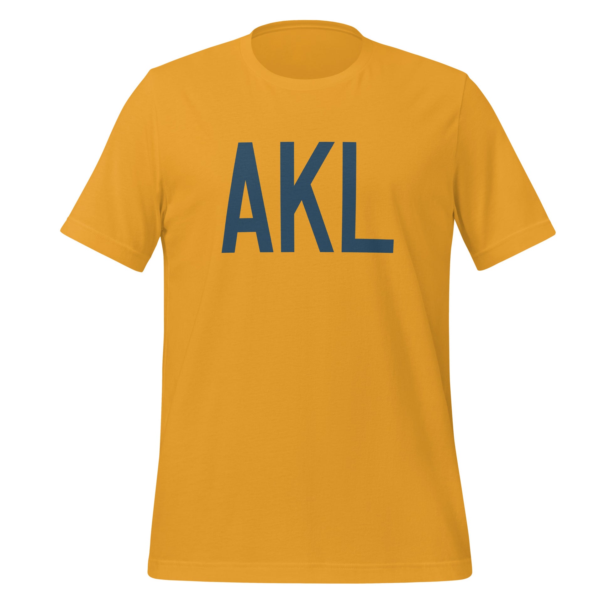 AKL Auckland Unisex T-Shirt • Air Force Lettering in Arapawa Blue • YHM Designs - Image 06