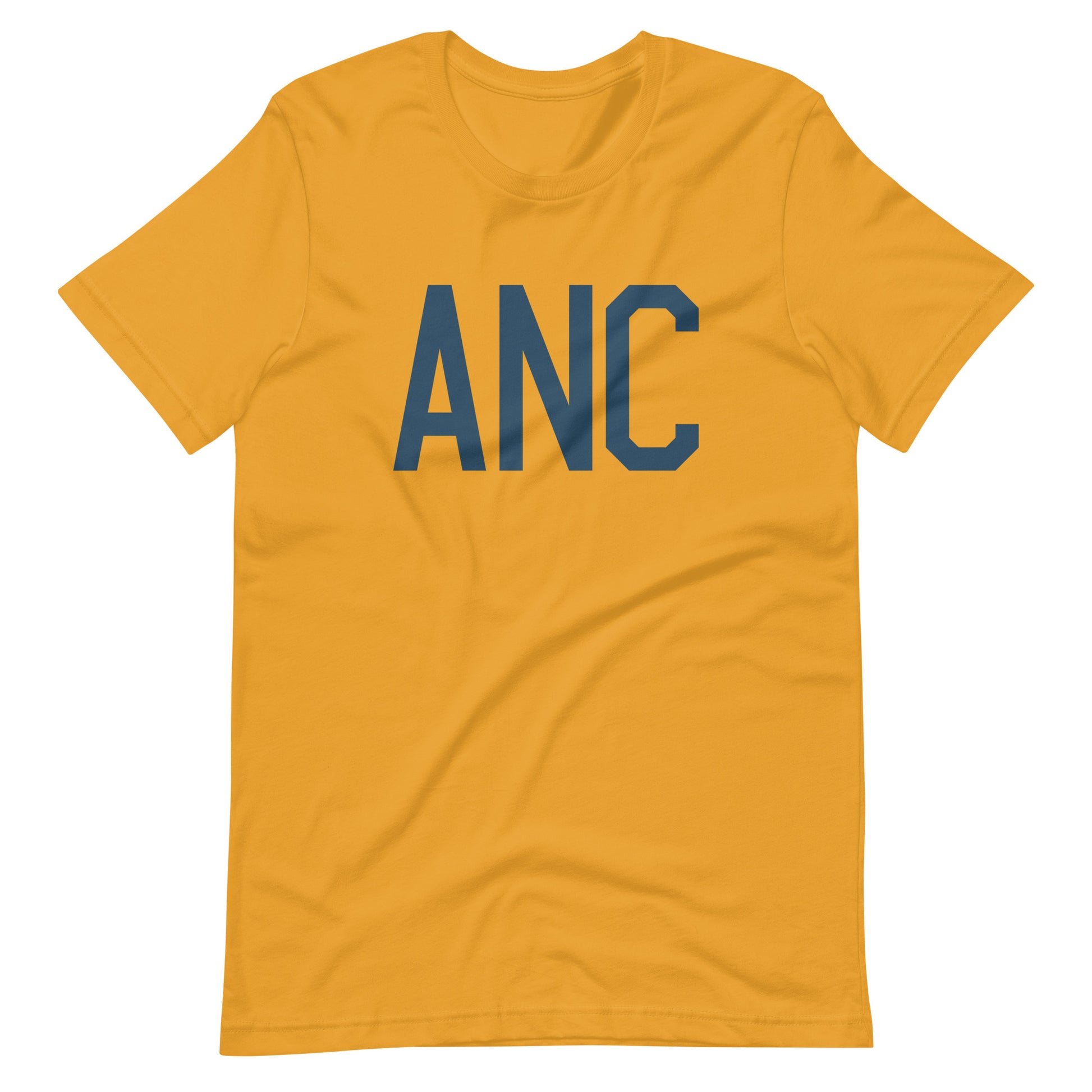 ANC Anchorage Unisex T-Shirt • Air Force Lettering in Arapawa Blue • YHM Designs - Image 02