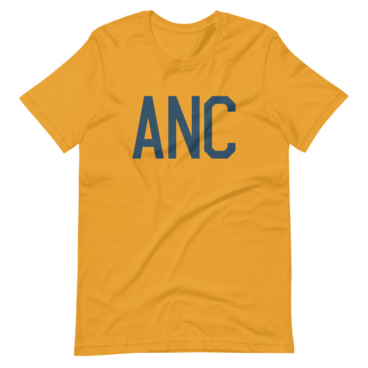 ANC Anchorage Unisex T-Shirt • Air Force Lettering in Arapawa Blue • YHM Designs - Image 02