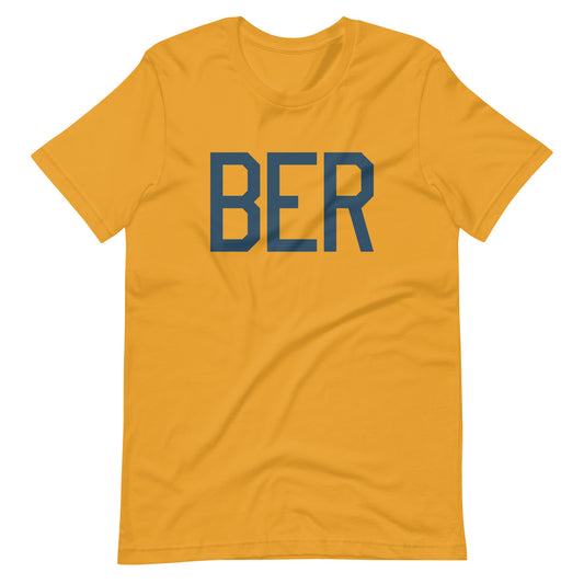 BER Berlin Unisex T-Shirt • Air Force Lettering in Arapawa Blue • YHM Designs - Image 02