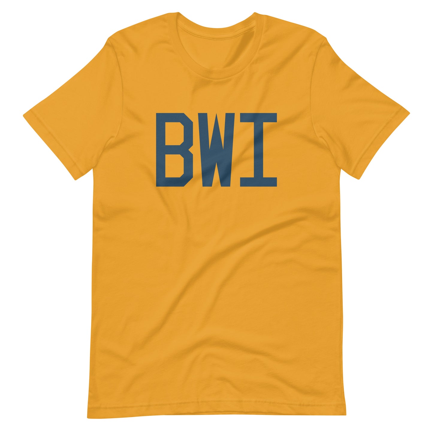 BWI Baltimore Unisex T-Shirt • Air Force Lettering in Arapawa Blue • YHM Designs - Image 02