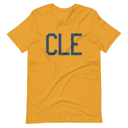 CLE Cleveland Unisex T-Shirt • Air Force Lettering in Arapawa Blue • YHM Designs - Image 02