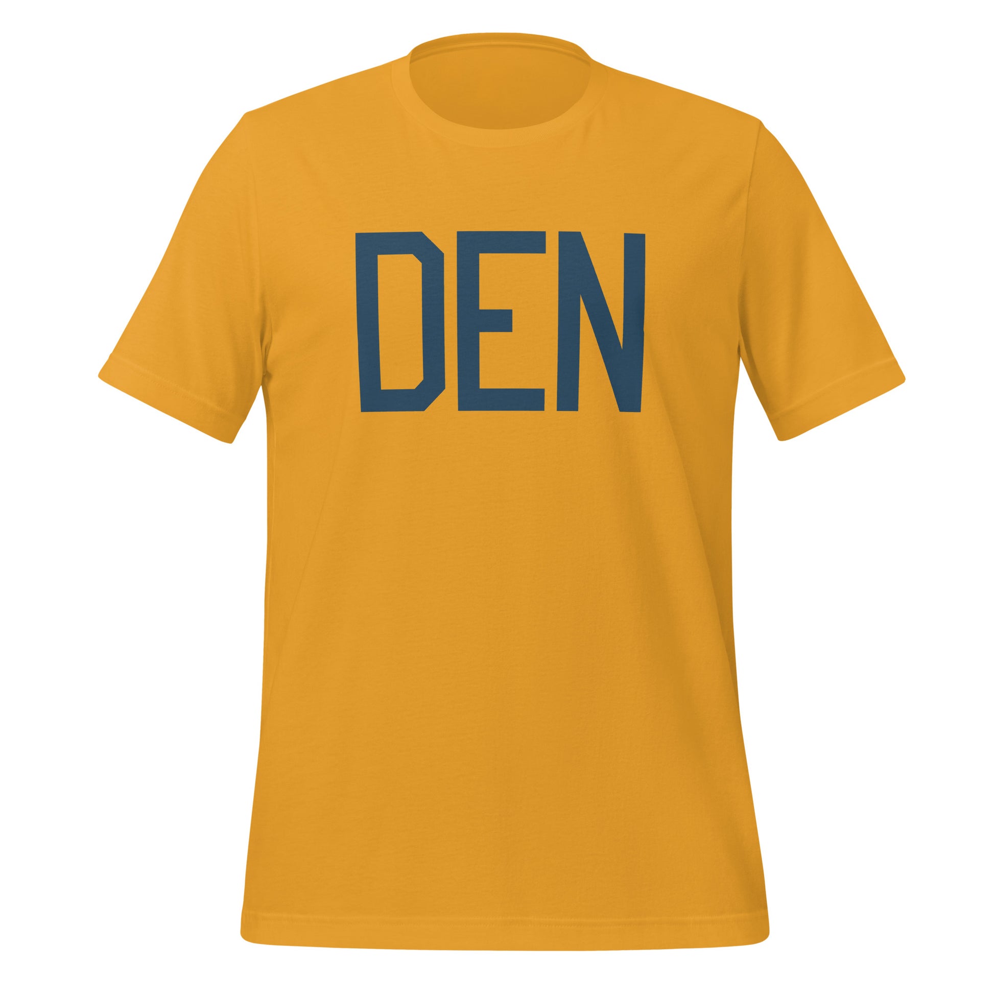 DEN Denver Unisex T-Shirt • Air Force Lettering in Arapawa Blue • YHM Designs - Image 06