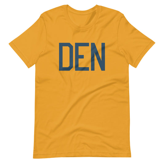 DEN Denver Unisex T-Shirt • Air Force Lettering in Arapawa Blue • YHM Designs - Image 02