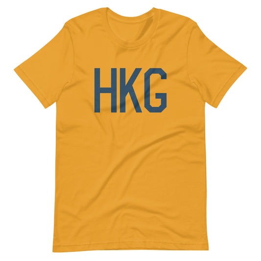 HKG Hong Kong Unisex T-Shirt • Air Force Lettering in Arapawa Blue • YHM Designs - Image 02