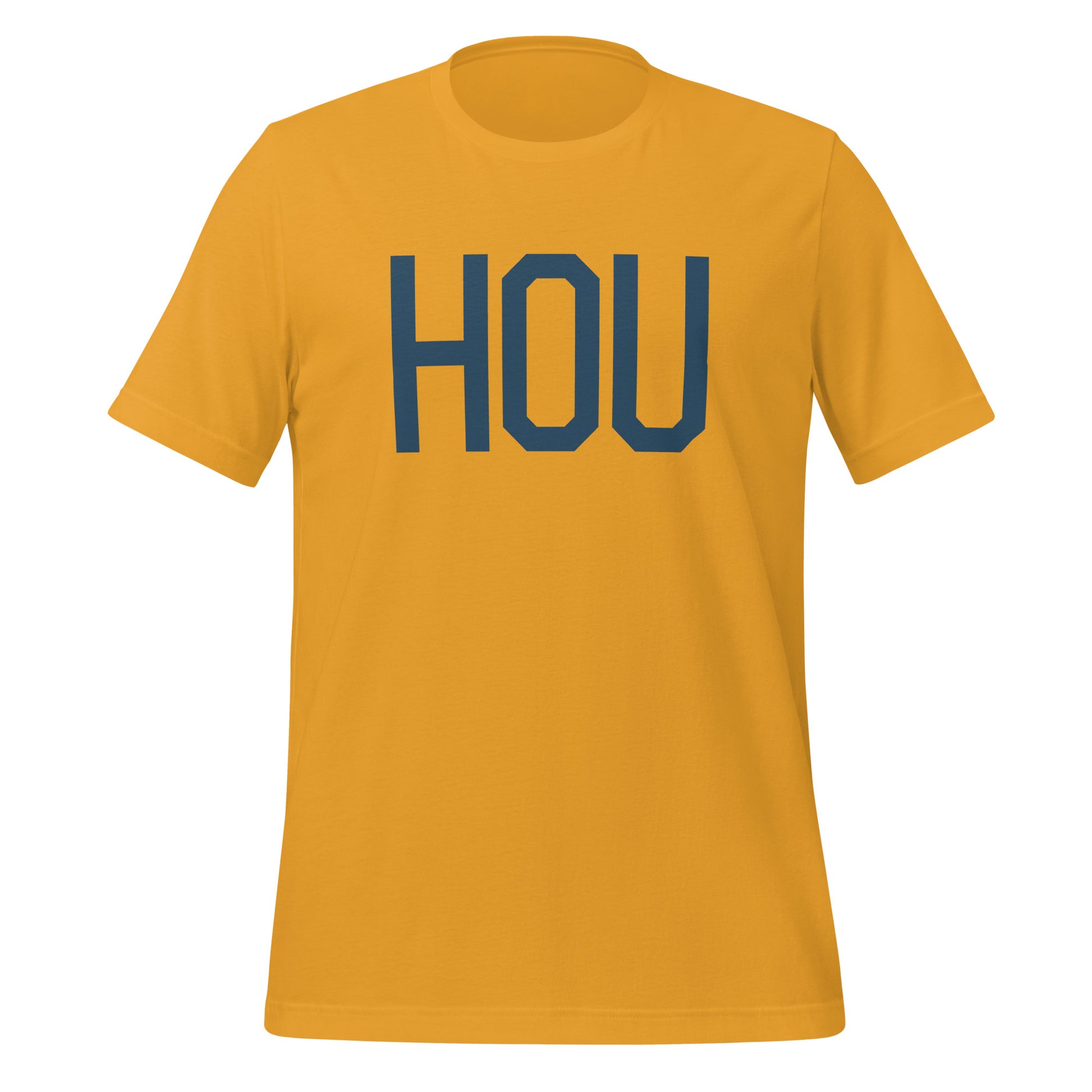 HOU Houston Unisex T-Shirt • Air Force Lettering in Arapawa Blue • YHM Designs - Image 06