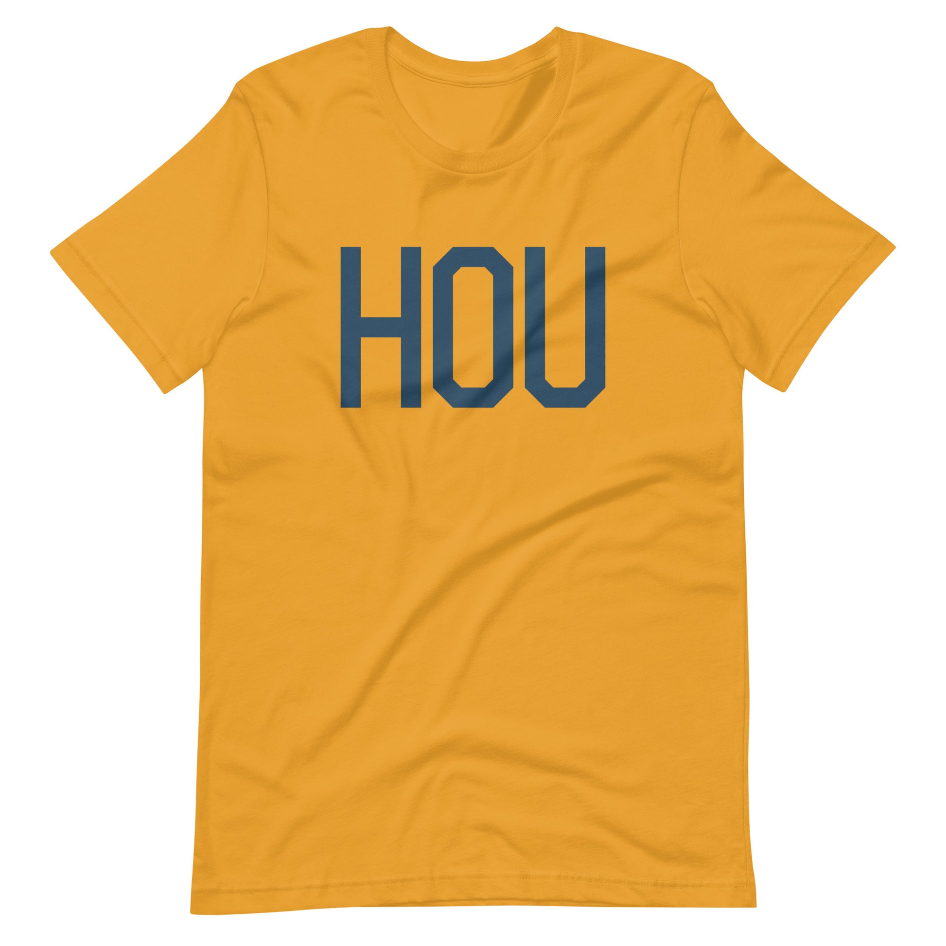 HOU Houston Unisex T-Shirt • Air Force Lettering in Arapawa Blue • YHM Designs - Image 02