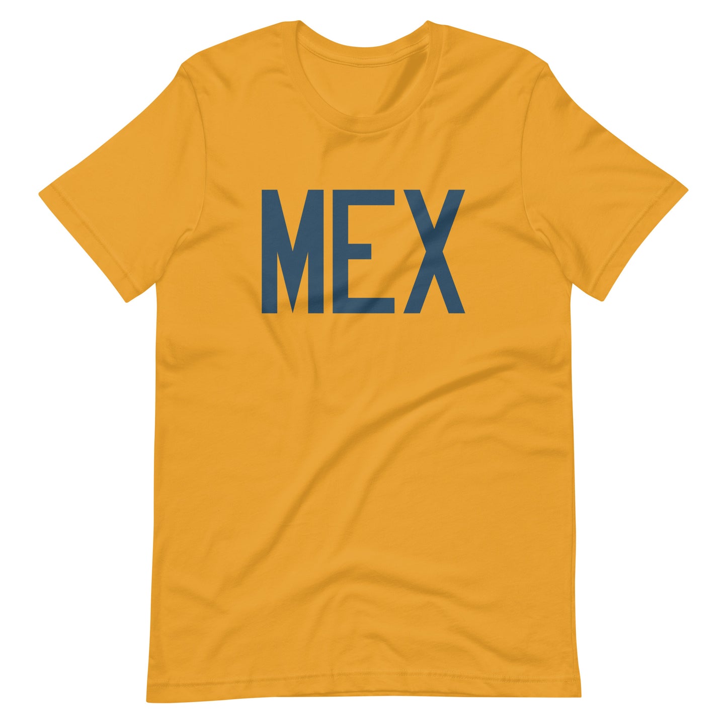 MEX Mexico City Unisex T-Shirt • Air Force Lettering in Arapawa Blue • YHM Designs - Image 02