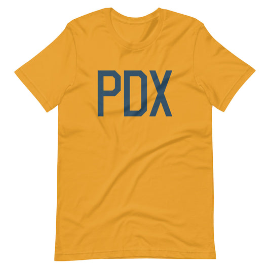PDX Portland Unisex T-Shirt • Air Force Lettering in Arapawa Blue • YHM Designs - Image 02