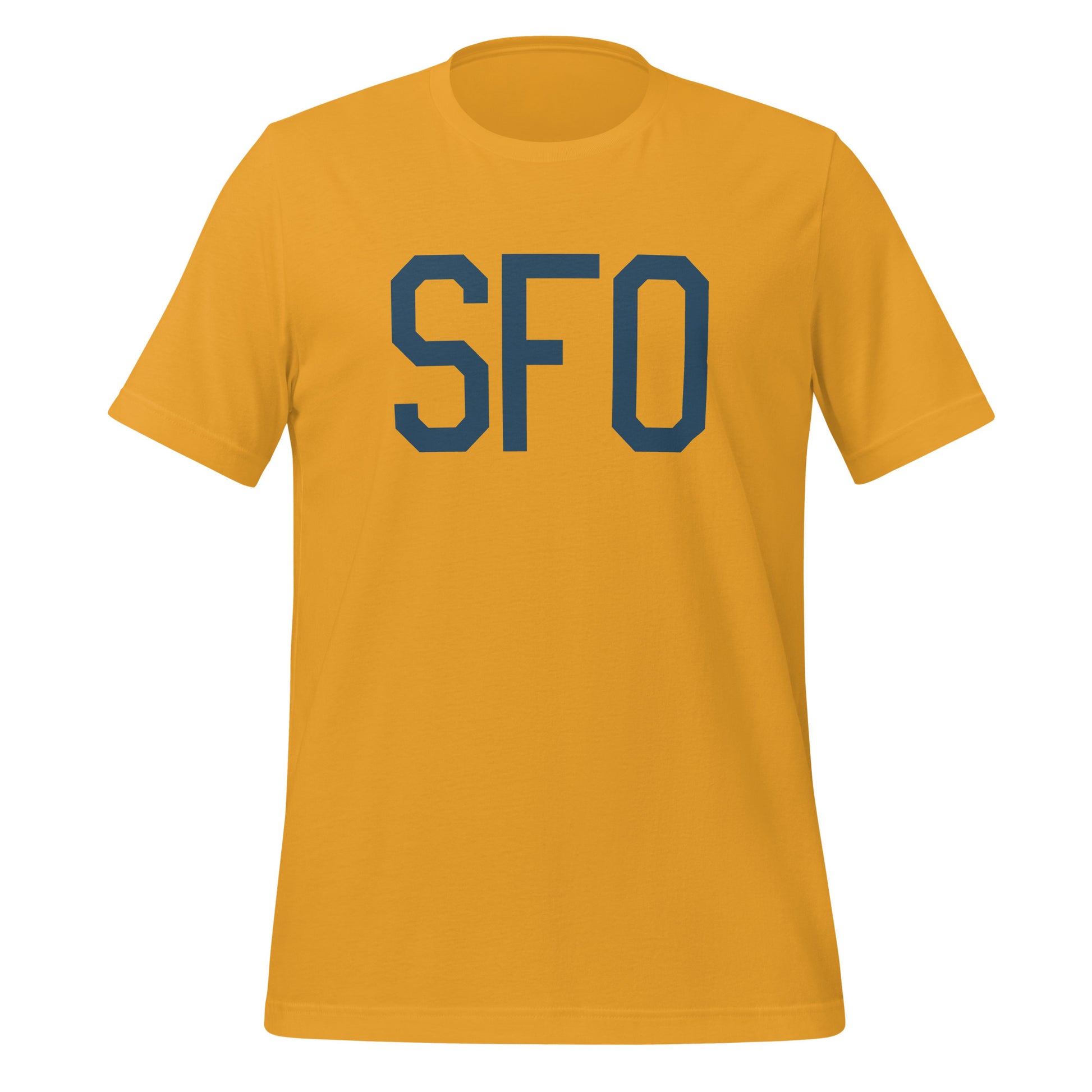 SFO San Francisco Unisex T-Shirt • Air Force Lettering in Arapawa Blue • YHM Designs - Image 06