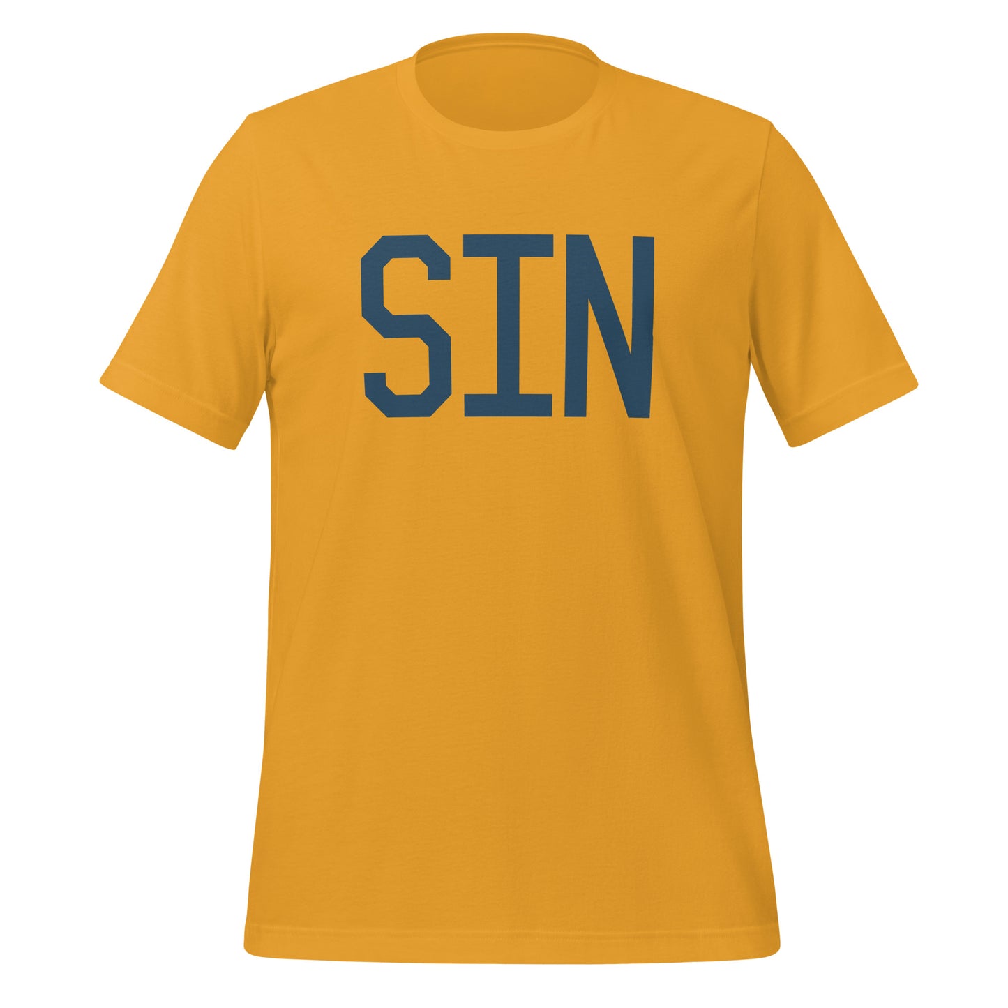 SIN Singapore Unisex T-Shirt • Air Force Lettering in Arapawa Blue • YHM Designs - Image 06