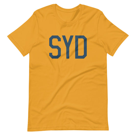 SYD Sydney Unisex T-Shirt • Air Force Lettering in Arapawa Blue • YHM Designs - Image 02
