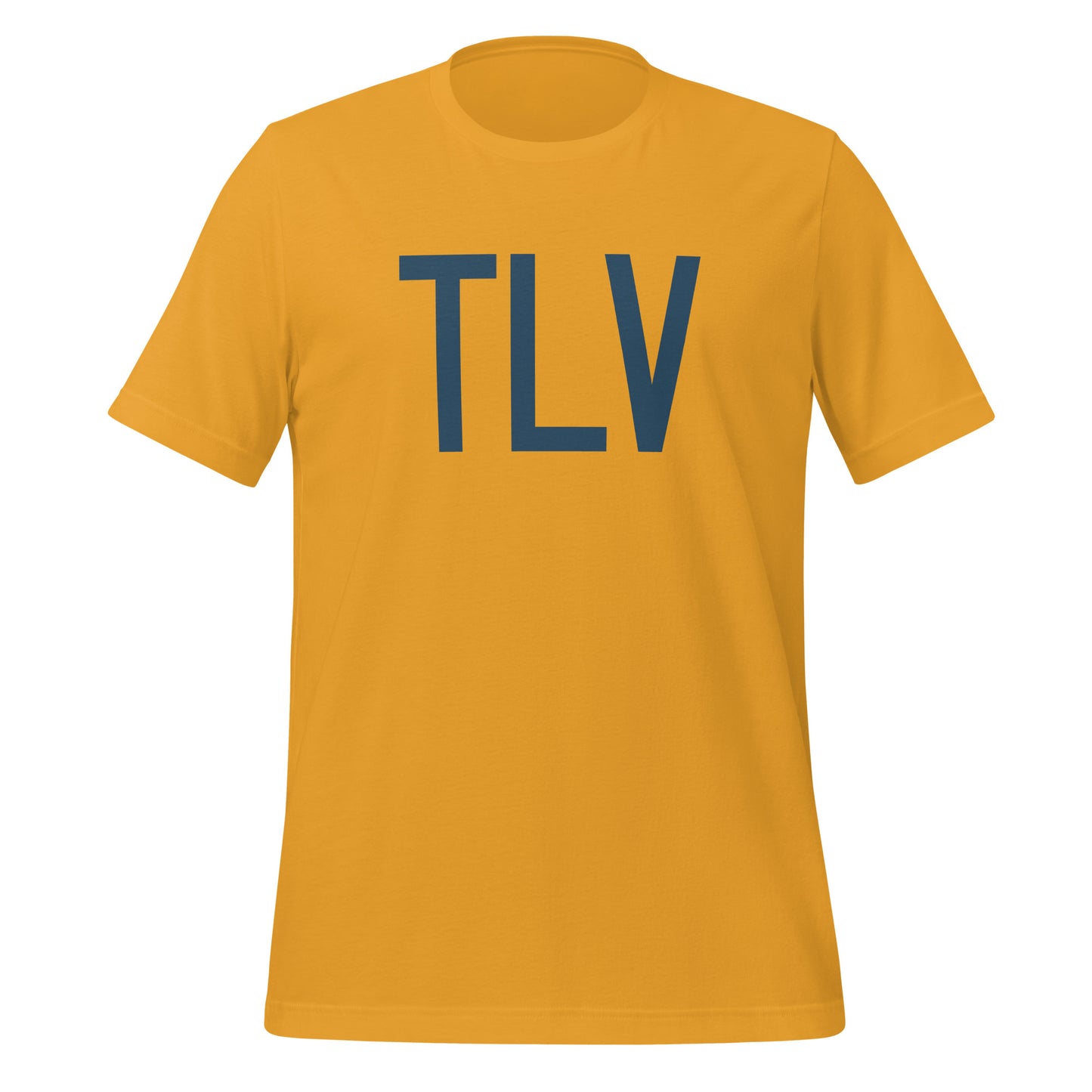 TLV Tel Aviv Unisex T-Shirt • Air Force Lettering in Arapawa Blue • YHM Designs - Image 06