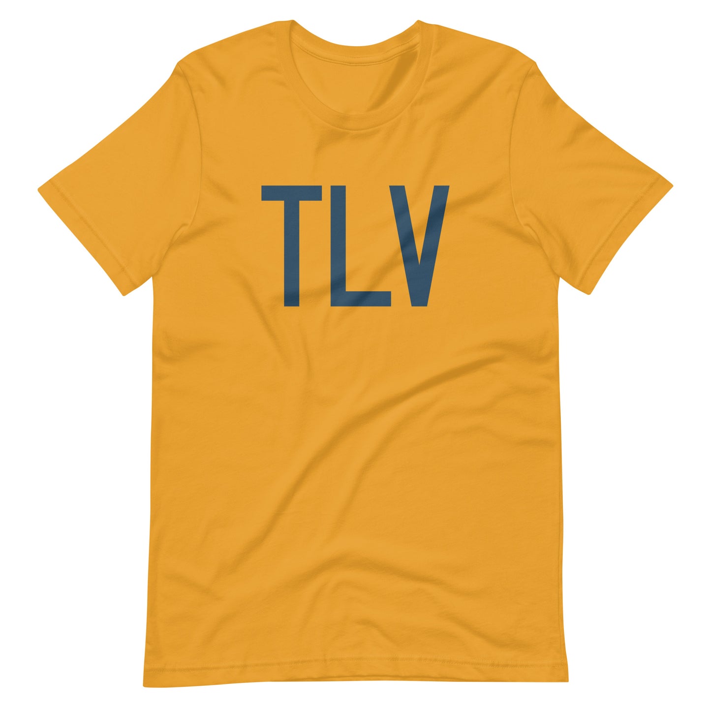 TLV Tel Aviv Unisex T-Shirt • Air Force Lettering in Arapawa Blue • YHM Designs - Image 02