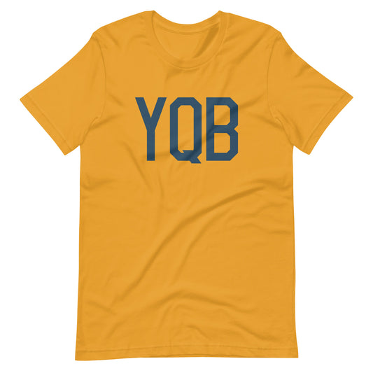 YQB Quebec City Unisex T-Shirt • Air Force Lettering in Arapawa Blue • YHM Designs - Image 02