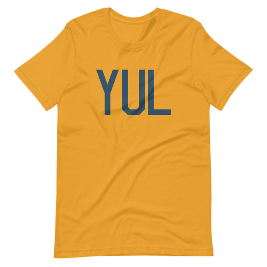 YUL Montreal Unisex T-Shirt • Air Force Lettering in Arapawa Blue • YHM Designs - Image 02